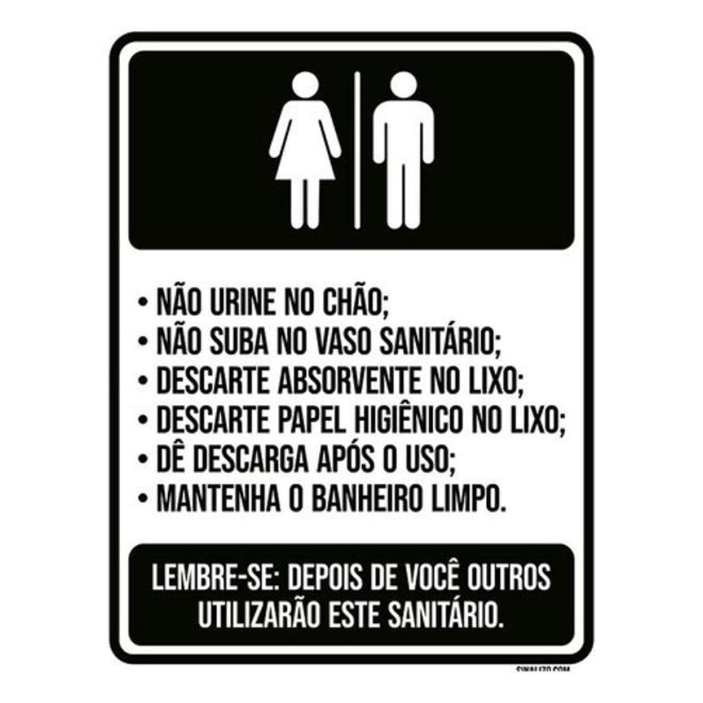 Kit 5 Placas Sinalização - Banheiro Regras De Uso