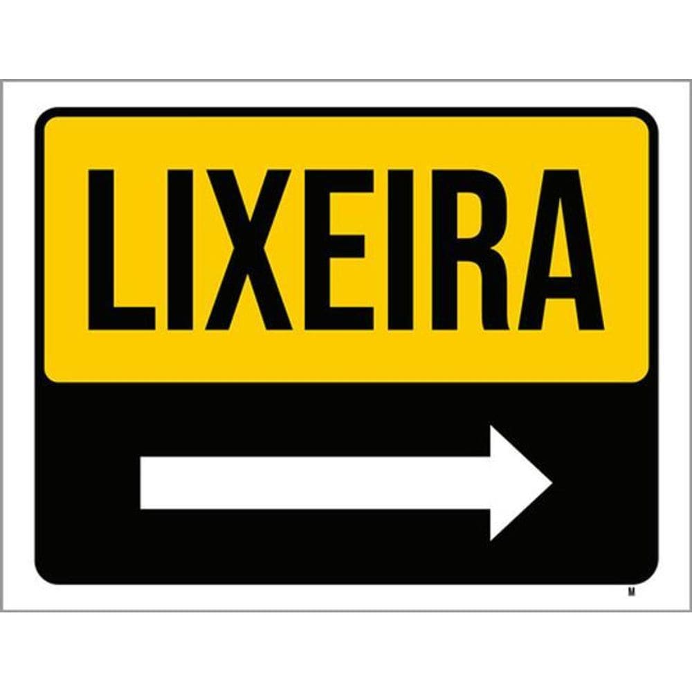 Kit 5 Placas Sinalização - Lixeira Seta Direita