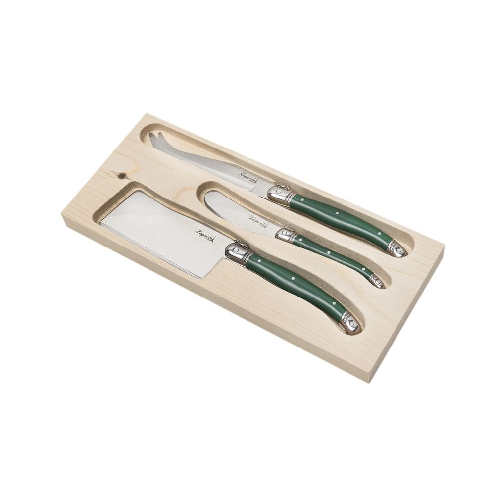 Conjunto De 3 Facas Queijo Laguiole La Tour Luxo - Verde