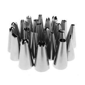 Jogo Com 24 Bicos Inox De Confeitar + Adaptador Yazi
