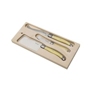 Conjunto De 3 Facas Queijo Laguiole La Tour Luxo - Marfim