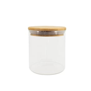 Pote Herméticos De Vidro Tampa Bambu Redondo 500Ml