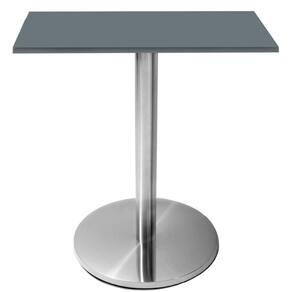Mesa Beta Inox 75 cm (Altura) Disco Redondo Tampo MDP Quadrado 80 cm (Larg) x 2,50 cm (Alt) Grafito