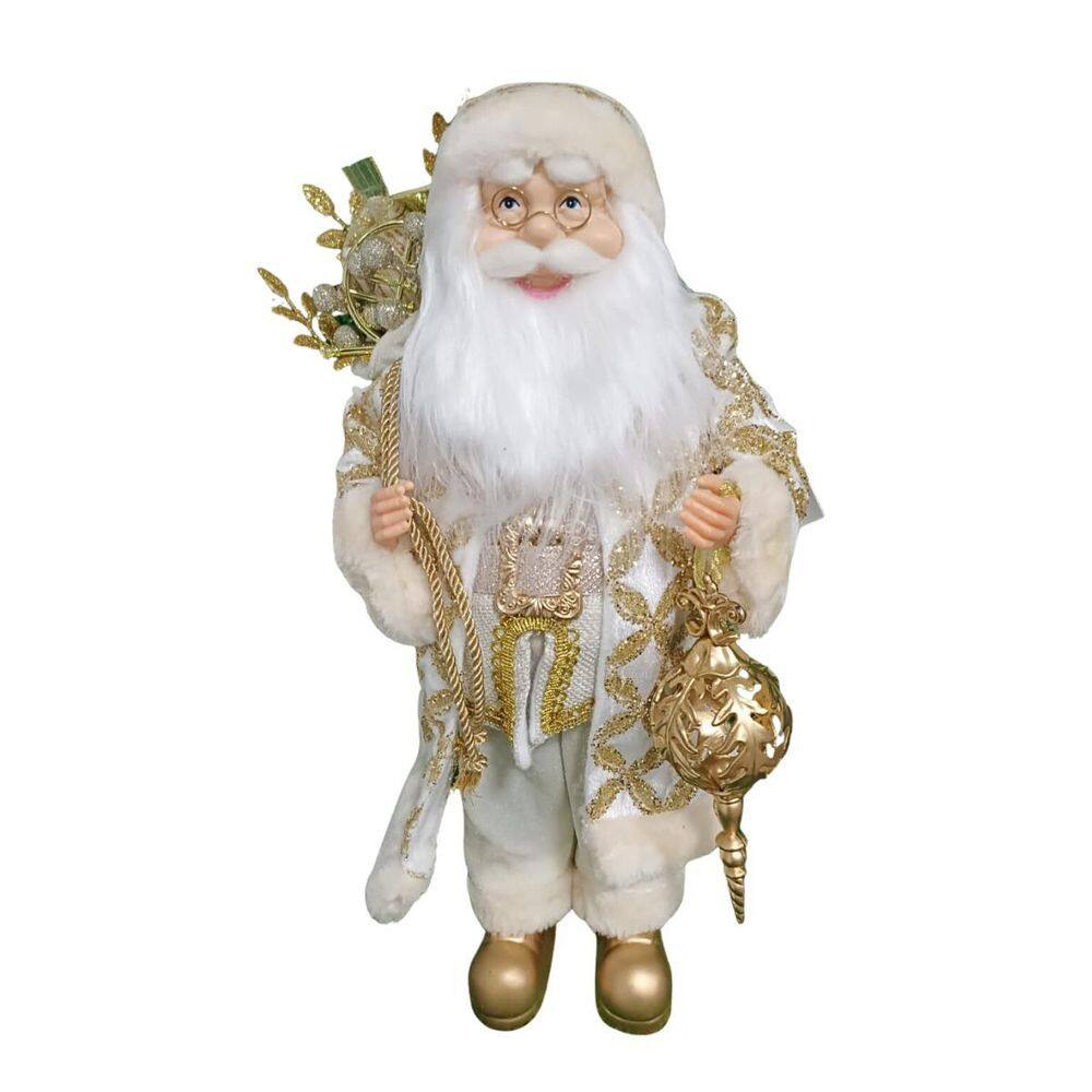 Papai Noel Em Pé Dourado Com Branco 45Cm Florarte
