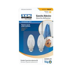 Gancho Adesivo Âmbar de Plastico Branco M Tekbond