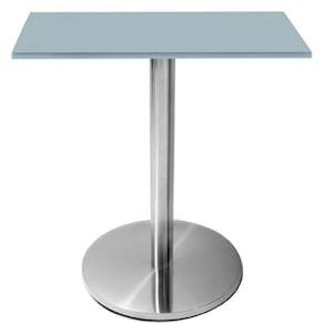 Mesa Beta Inox 75 cm (Altura) Disco Redondo Tampo MDP Quadrado 80 cm (Larg) x 2,50 cm (Alt) Cinza