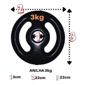 Kit 4X Anilhas De 03Kg Emborrachada Super Premium Preta