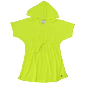 Saída de Praia Infantil Atoalhada com Capuz Amarelo Neon Everly