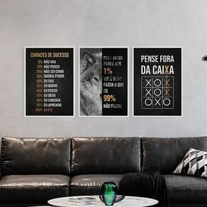 Kit 3 Quadros Motivacionais Empreendedorismo 33X24Cm - Com Vidro