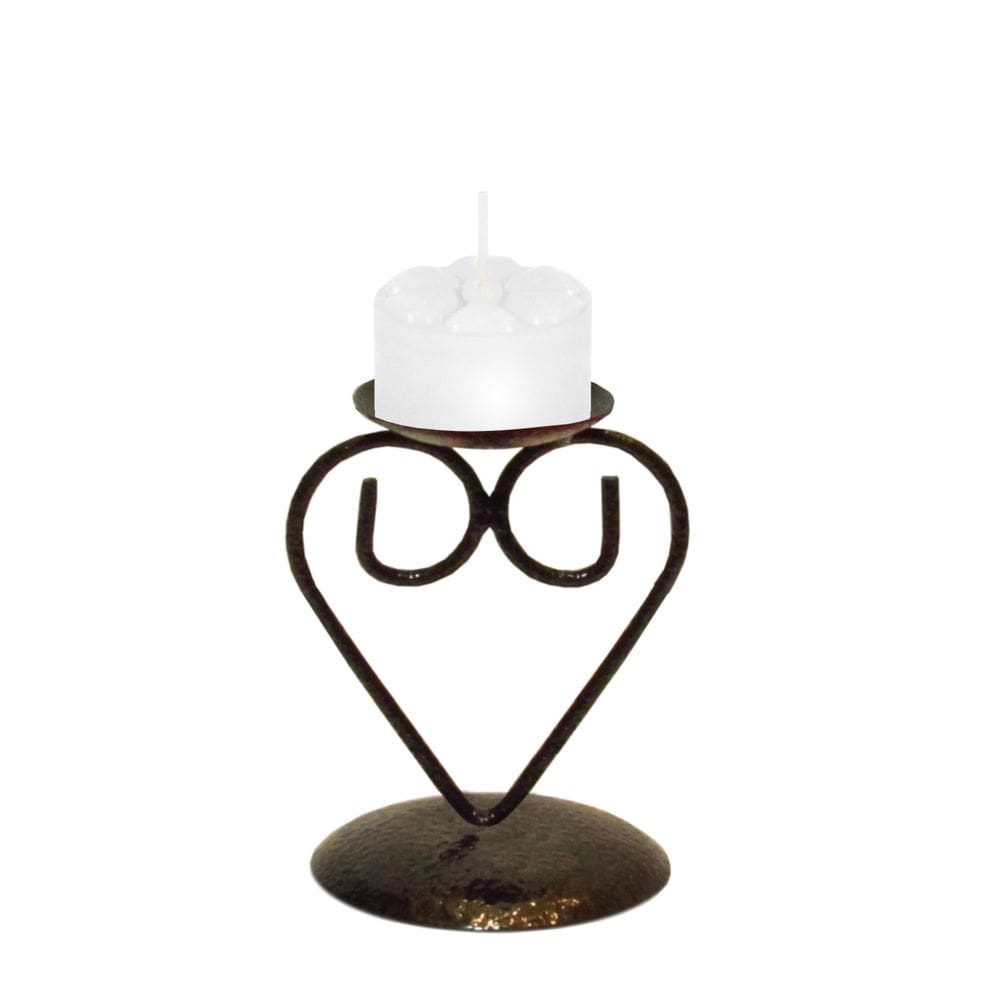 1 Castiçal Coração 12 Cm Vela Branca Dia Dos Namorados