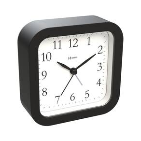 Despertador Quartz Preto Fosco - Alarme, Snooze, 12x12x4cm