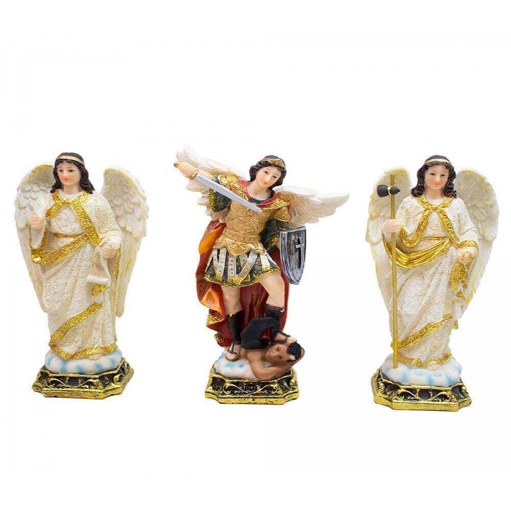 Três Arcanjos Enfeite De Resina 23 Cm
