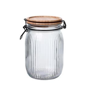 Pote Vidro Hermético Versalhes Tampa Bambu Trava Prime 1200ml - Lehaví