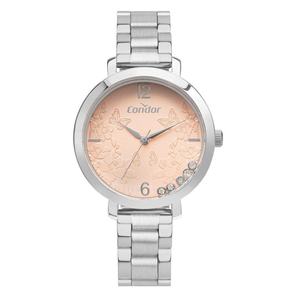 Relógio Condor Feminino Prata Pedras Copc21Aebw/4K