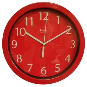 Relógio 6719 de Parede Alumínio 30 cm Vermelho Vidro Herweg