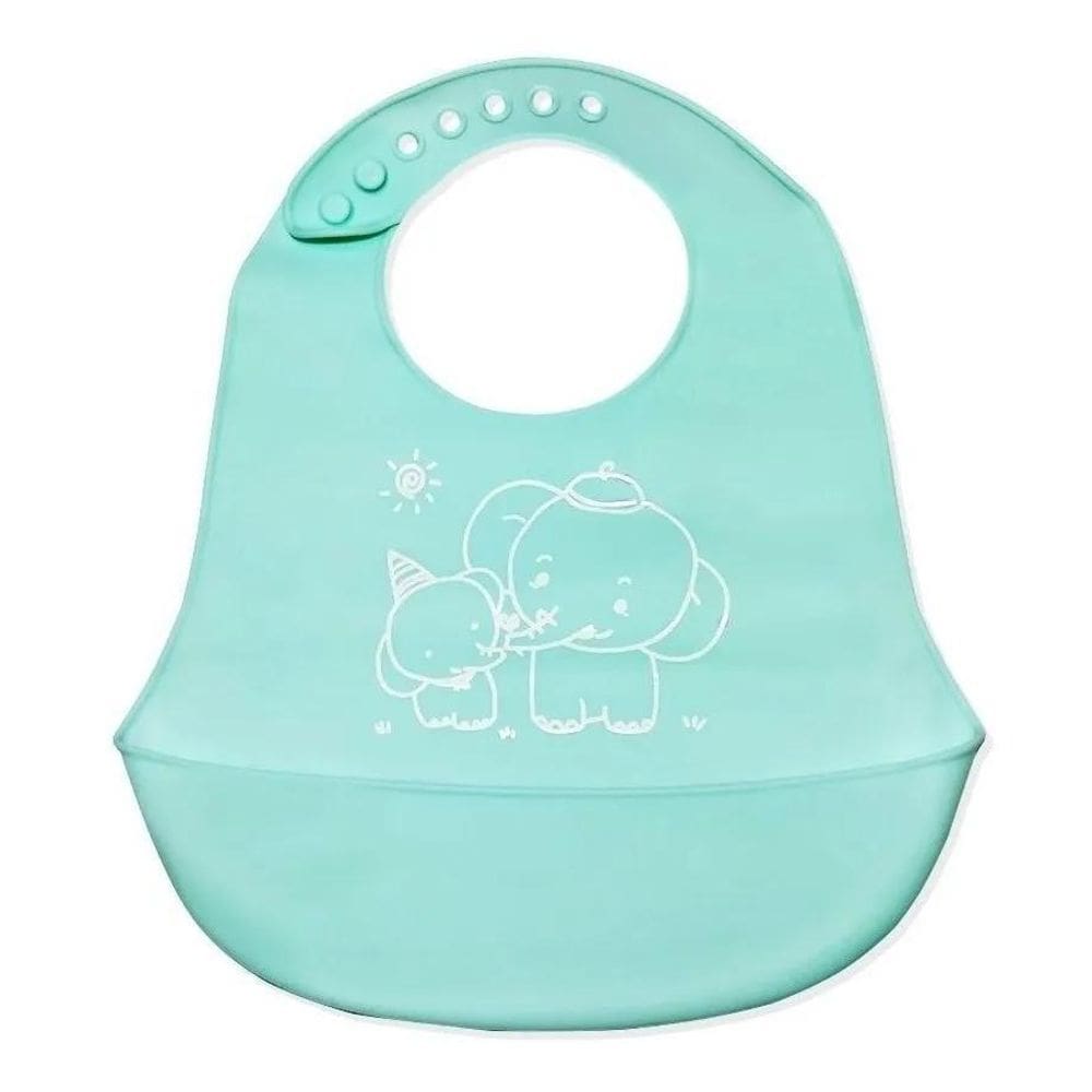 Babador Cata Migalhas Silicone Reutilizável Bebê Verde Água