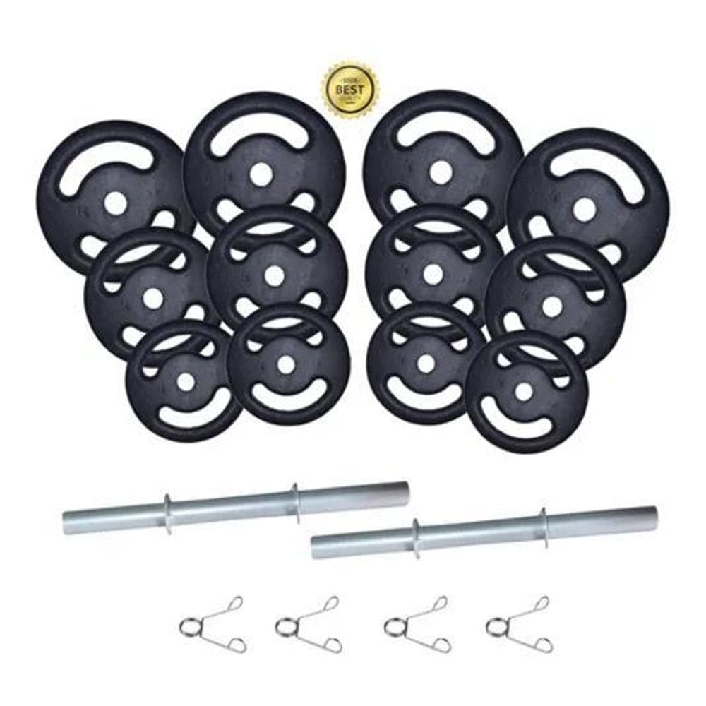 Kit 24Kg Anilha/ Halteres Ferro Premium + Barra Maciça