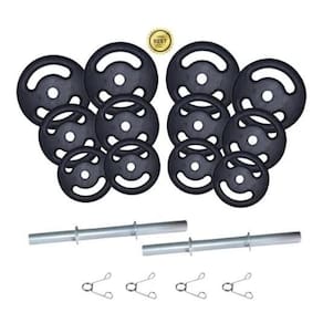 Kit 24Kg Anilha/ Halteres Ferro Premium + Barra Maciça