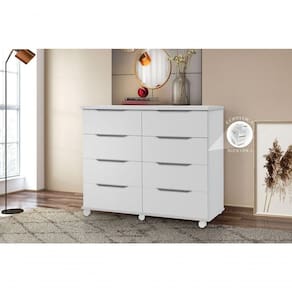 Comoda 8 Gavetas Athenas Cor Branco - Rud Rack