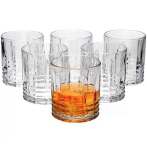 Jogo De 6 Copos Baixos Para Whisky Vidro 340 Ml - Mimo Style