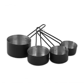 Jogo De Xícaras Medidoras 4 Pçs Inox Revestimento Black Mimo