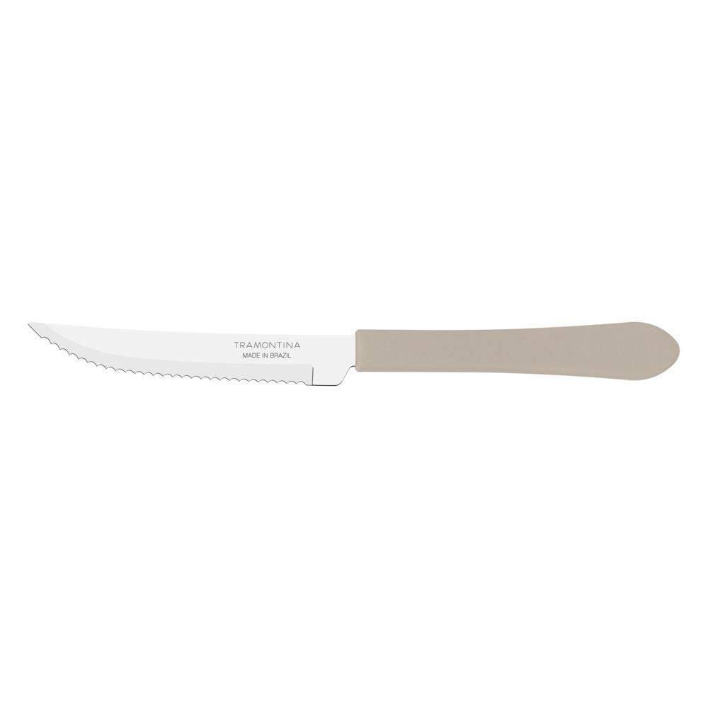 Kit 12 Faca Churrasco Tramontina Leme Inox Cinza 4"