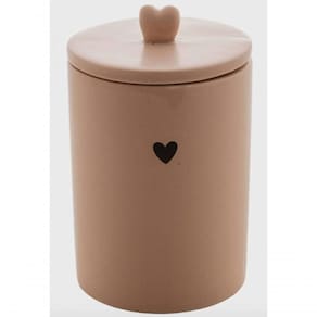 Potiche Decorativo De Ceramica Heart Bege 10x10x12 - Lyor