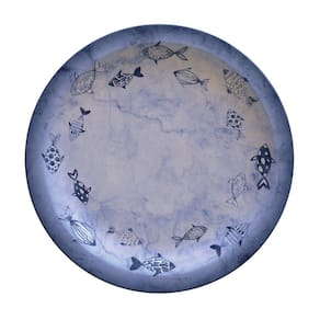 Prato Raso Tramontina Peixes Em Porcelana Decorada 28 Cm