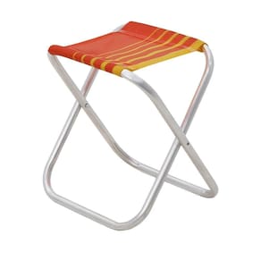 Banqueta De Praia Tramontina Fiji Em Alumínio Com Assento Laranja E Amarelo