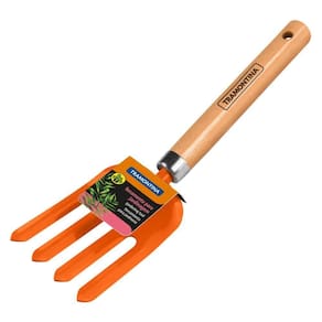 Garfo Metalico Com 4 Dentes Para Jardinagem Tramontina Com Cabo De Madeira