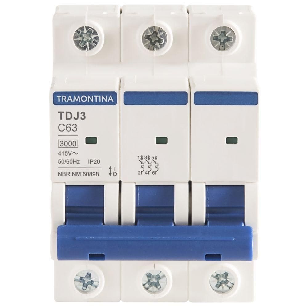 Minidisjuntor Tdj3ka 3 P 63 A Curva C Tramontina