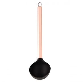 Concha De Nylon Preta Com Cabo De Aço Inox Rose Gold 30cm