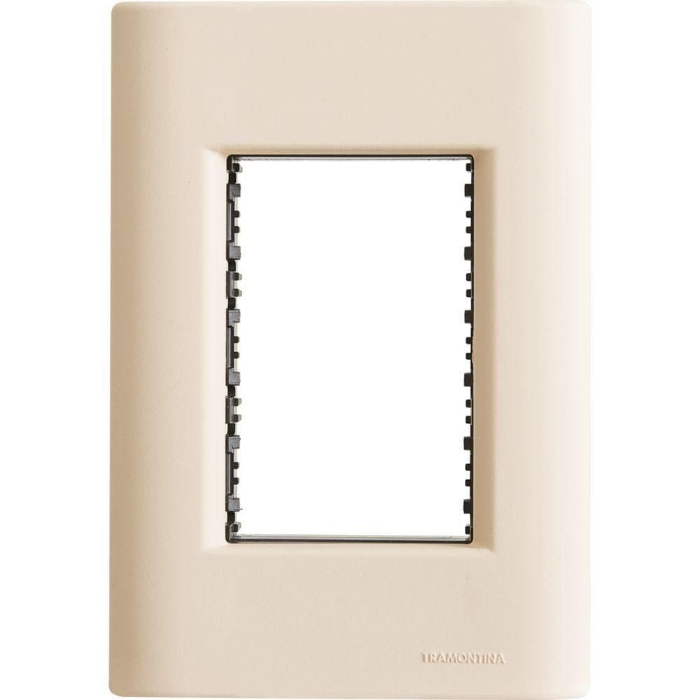 Placa 3 Postos 4x2 Tramontina Giz Nude Soft Touch Com Suporte