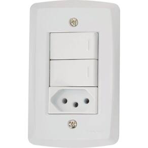 Conjunto 4x2 Com 2 Interruptores Paralelos 10 A 250 V E 1 Tomada 2p+t 20 A 250 V Tramontina Lux2 Branco