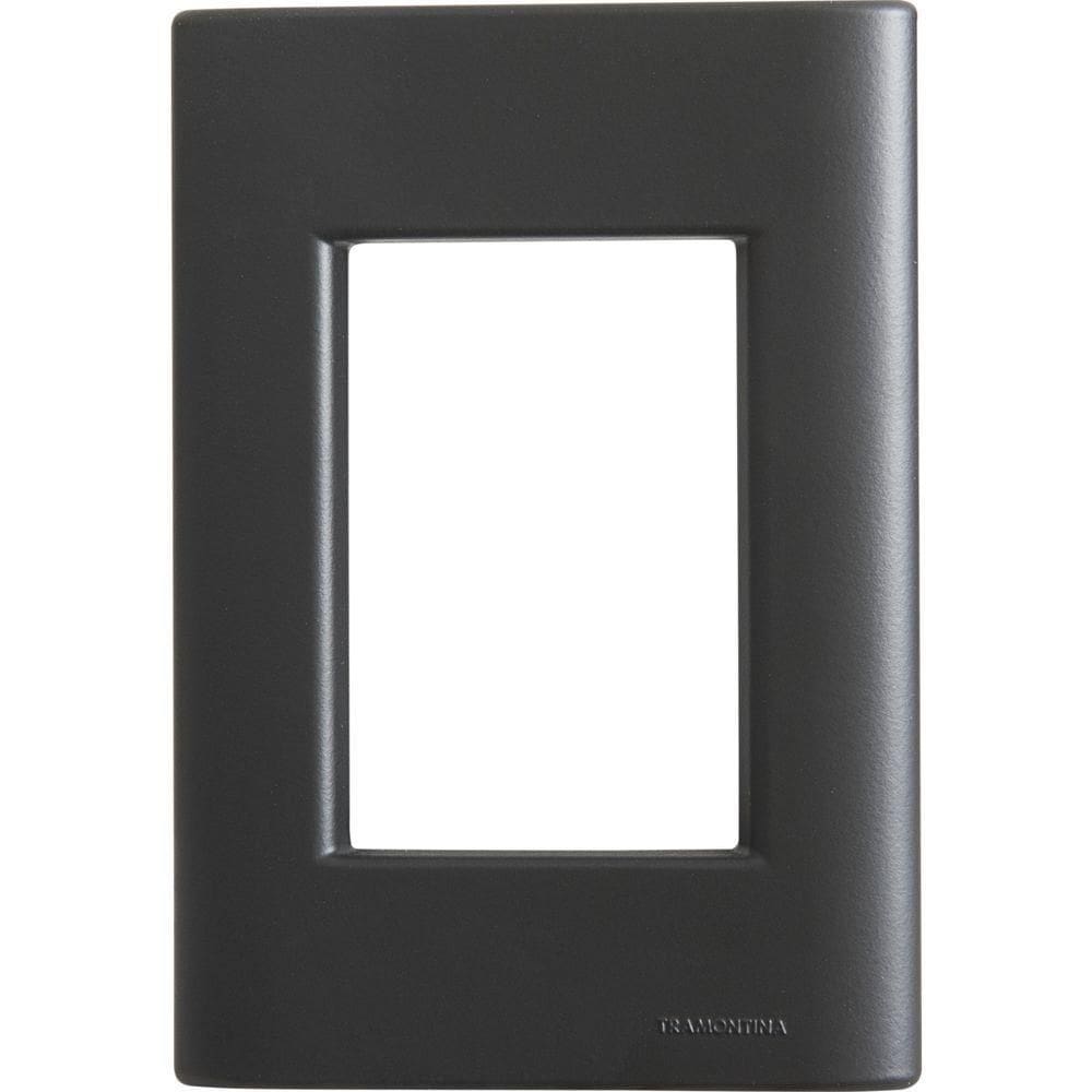 Placa 3 Postos 4x2 Tramontina Giz Preta Soft Touch Sem Suporte