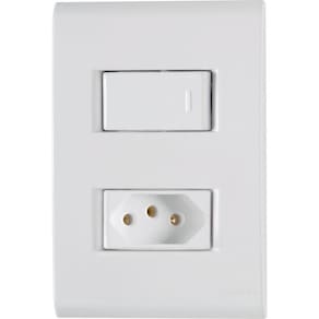 Conjunto 4x2 Com 1 Interruptor Simples 10 A 250 V E 1 Tomada 2p+t 10 A 250 V Tramontina Liz Branco