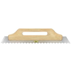 Desempenadeira Metálica De Base Lisa Tramontina Para Drywall Com Dentes Com Cabo De Madeira