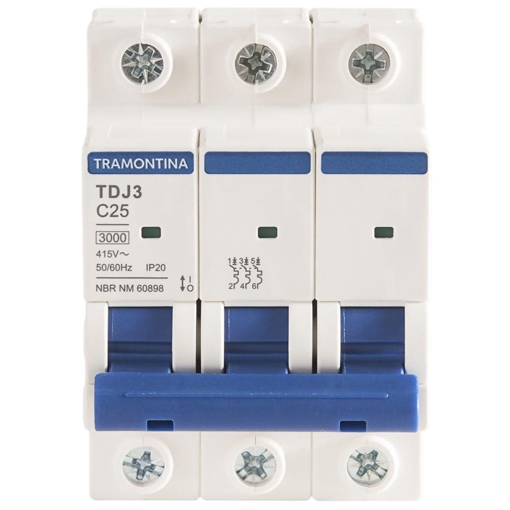 Minidisjuntor Tdj3ka 3 P 25 A Curva C Tramontina