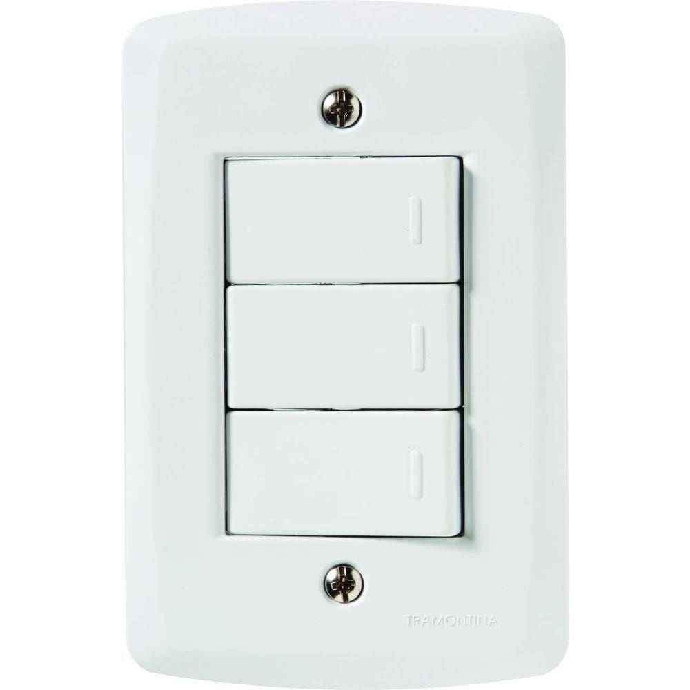 Conjunto 4x2 Com 3 Interruptores Simples 10 A 250 V Tramontina Lux2 Branco