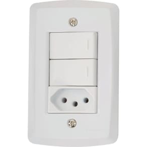 Conjunto 4x2 Com 2 Interruptores Simples 10 A 250 V E 1 Tomada 2p+t 10 A 250 V Tramontina Lux2 Branco