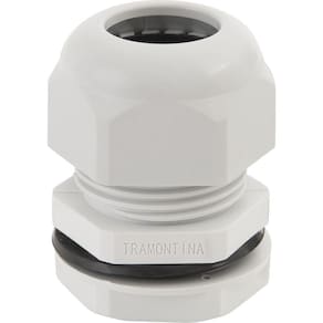 Conector Prensa-cabo 1/2 Polegada Tramontina Em Termoplástico Cinza Com Bucha