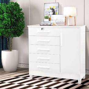 Comoda 1 Porta E 5 Gavetas Com Chave Vitoria Branco Rud Rack