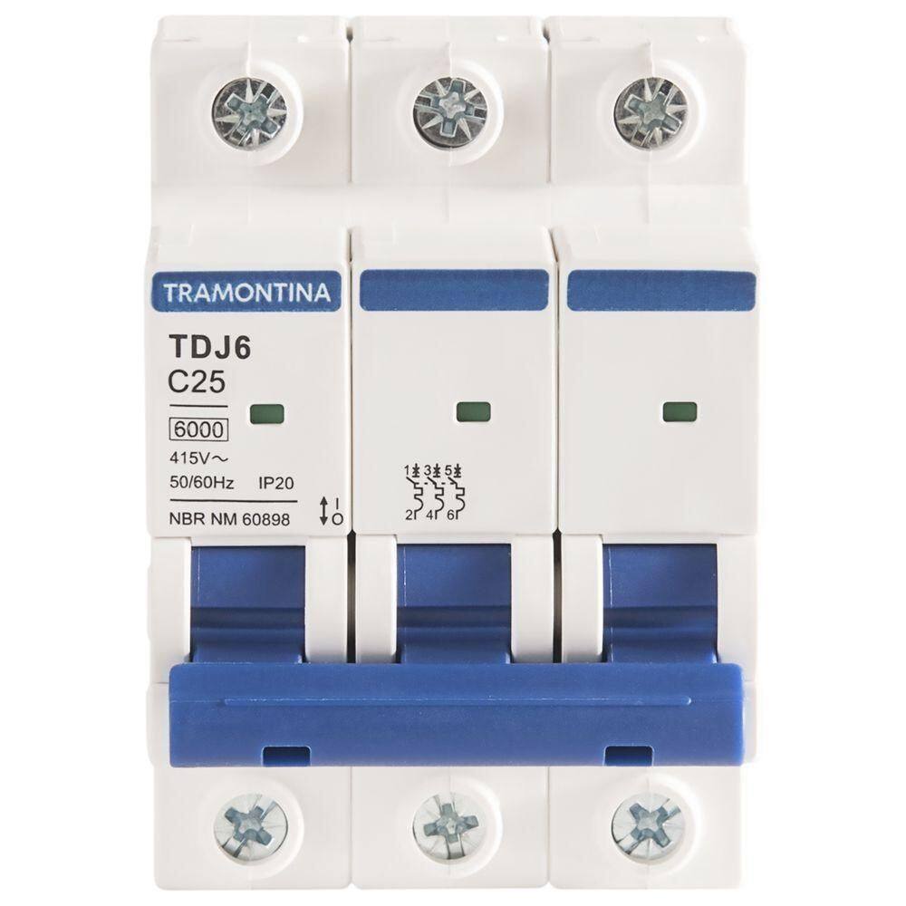 Minidisjuntor Tdj6ka 3 P 25 A Curva C Tramontina