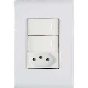 Conjunto 4x2 Com 2 Interruptores Simples 10 A 250 V E 1 Tomada 2p+t 20 A 250 V Tramontina Liz Branco