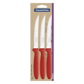 Conjunto De Facas Para Churrasco Tramontina Ipanema Com Laminas Em Aço Inox Vermelho 3 Peças
