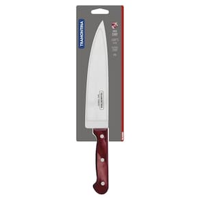 Faca Chef Tramontina Polywood Com Lamina Em Aço Inox E Cabo De Madeira Vermelho 8"