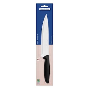 Faca Chef Tramontina Plenus Com Lamina Em Aço Inox E Cabo De Polipropileno Preto 8"