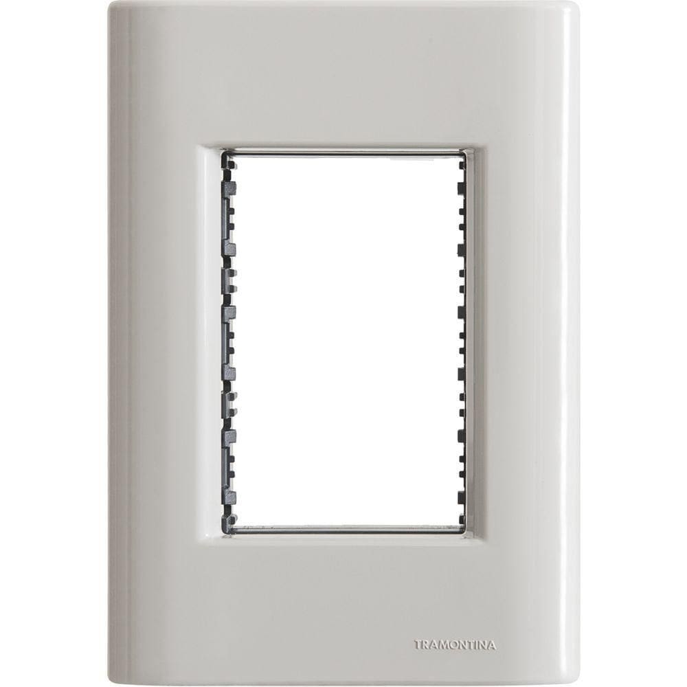 Placa 3 Postos 4x2 Tramontina Giz Fendi Soft Touch Com Suporte