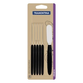 Conjunto De Espatulas Tramontina Ipanema Laminas Aço Inox E Cabos Preto 6 Peças