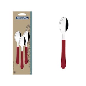 Conjunto Colheres Para Cha 3 Peças Leme Vermelho Tramontina